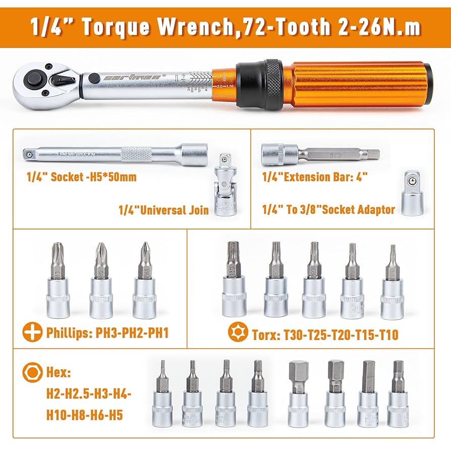 CARTMAN 1/4-inch Drive Click Torque Wrench Dual-Range 20-240